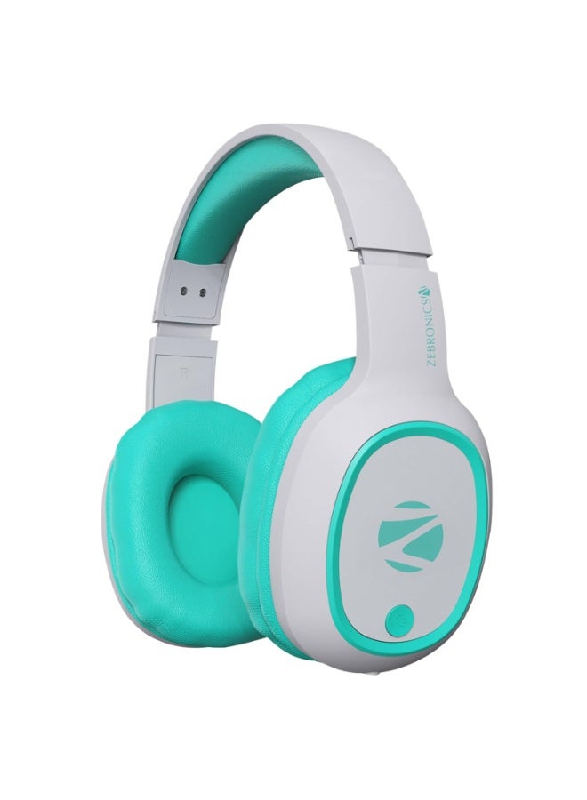 ZEBRONICS Thunder Bluetooth 5.3 Wireless Over Ear Headphones with 60H Backup, Gaming Mode, Dual Pairing, Enc, Aux, Micro Sd, Voice Assistant, Comfortable Earcups, Call Function (Sea Green) - Image 1